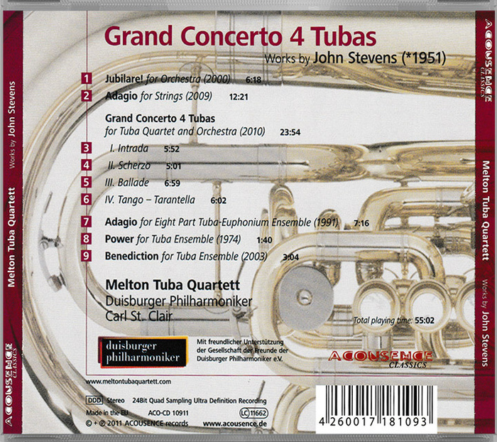 Melton Tuba Quartett - CD 'Grand Concerto 4 Tubas' Titelliste
